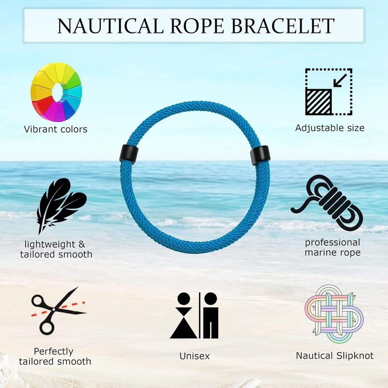 TempBeau Store Nautical Braided Rope Bracelets Set - 6 Pcs Adjustable Braided Cord Bracelet, Handmade Navy Marine String Bracelet with Metal Knot, Men Women Braided Bracelets Gifts - Image 4